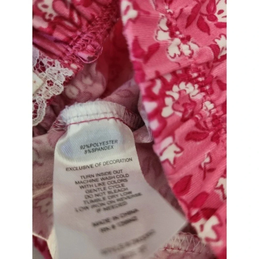 btween Girls Pink Floral Smocked Off Shoulder Crop Top Wide Leg Jumpsuit 3T - Picture 6 of 11
